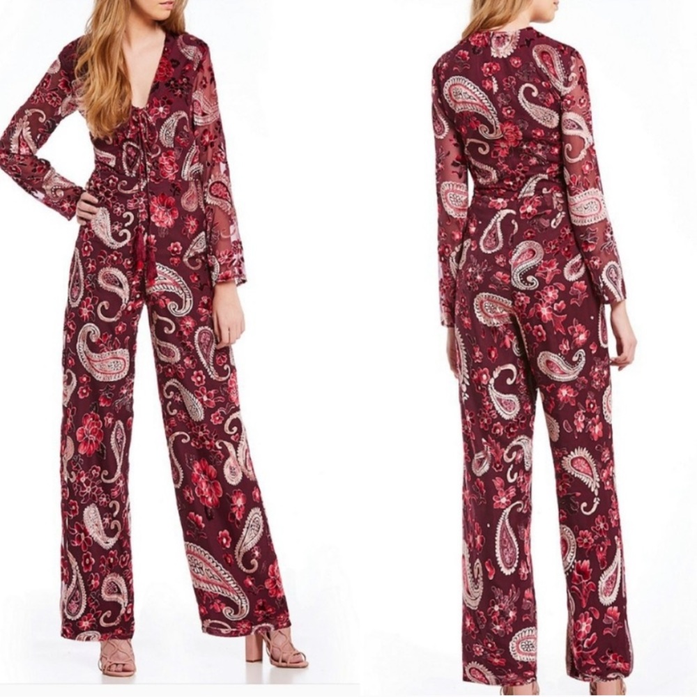 Retro Boho Hippie Gypsy Paisley velvet Jumpsuit